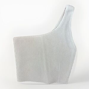 Babaton Tank Top Womens Size XS White Ribbed Single Shoulder Cropped Aritzia